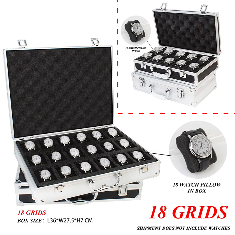 Luxury Watch Collection Box - กล่องใส่นาฬิกาแบบพกพา 18 ช่อง คุณภาพพรีเมียม หรูหรา ผลิตจากอลูมิเนียมอัลลอยด์