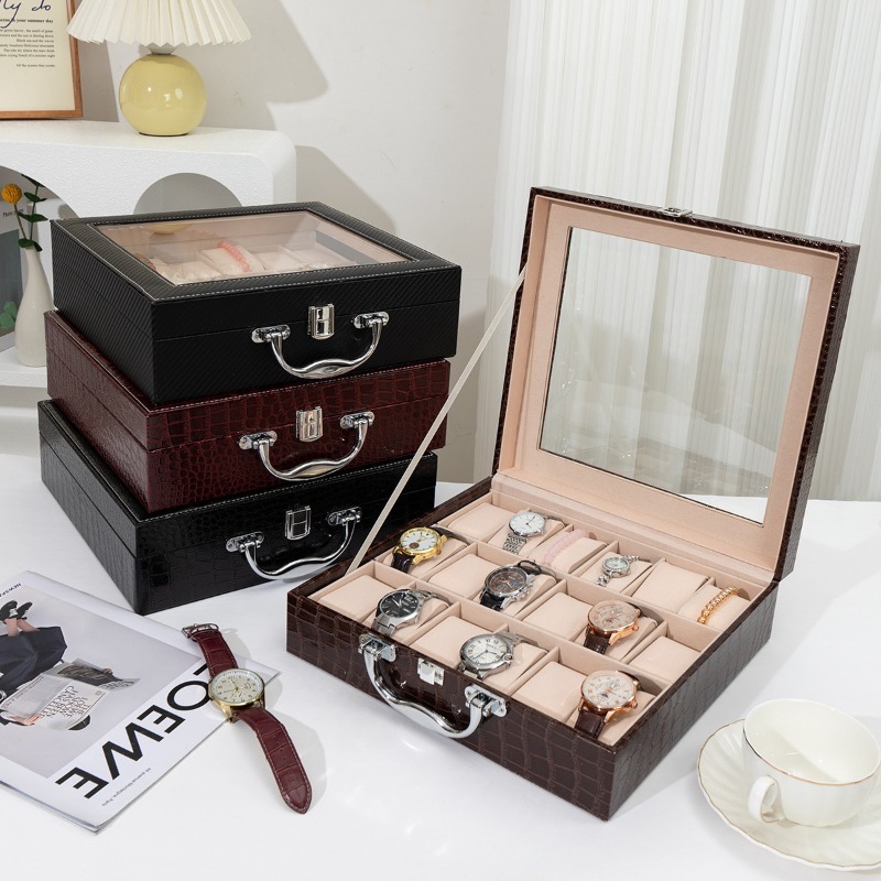 Luxury Watch Collection Box - กล่องเก็บนาฬิกาสไตล์เรโทร กล่องโชว์นาฬิกาหนังสุดหรู 18 ช่อง กล่องบรรจุภัณฑ์นาฬิกา กล่องเก็บนาฬิกาสำหรับผู้ชาย