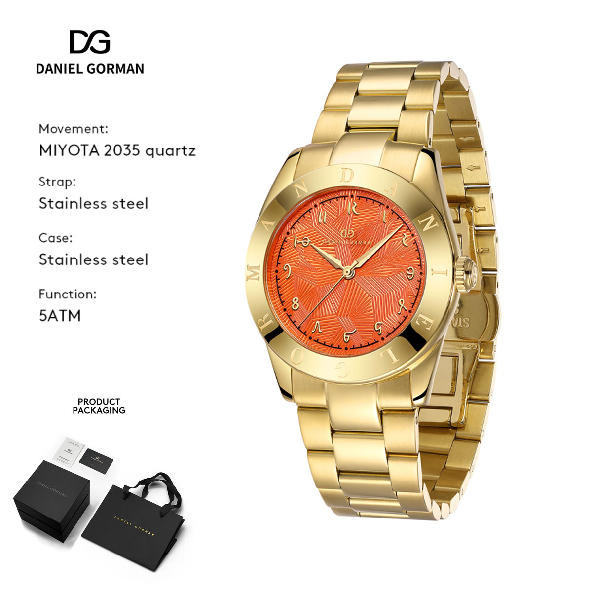 Luxury Watch Gift For Her - นาฬิกาควอทซ์ผู้หญิง ดีไซน์โดปามีน ซีรีส์ แดเนียล กอร์แมน -