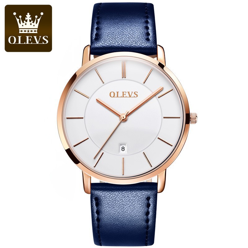 Luxury Watch With Leather Strap - OLEVS นาฬิกาแฟชั่นบางเฉียบแบรนด์ชั้นนำหรูหราสายหนังนาฬิกาควอตซ์กันน้ำสำหรับผู้หญิง relogio feminino