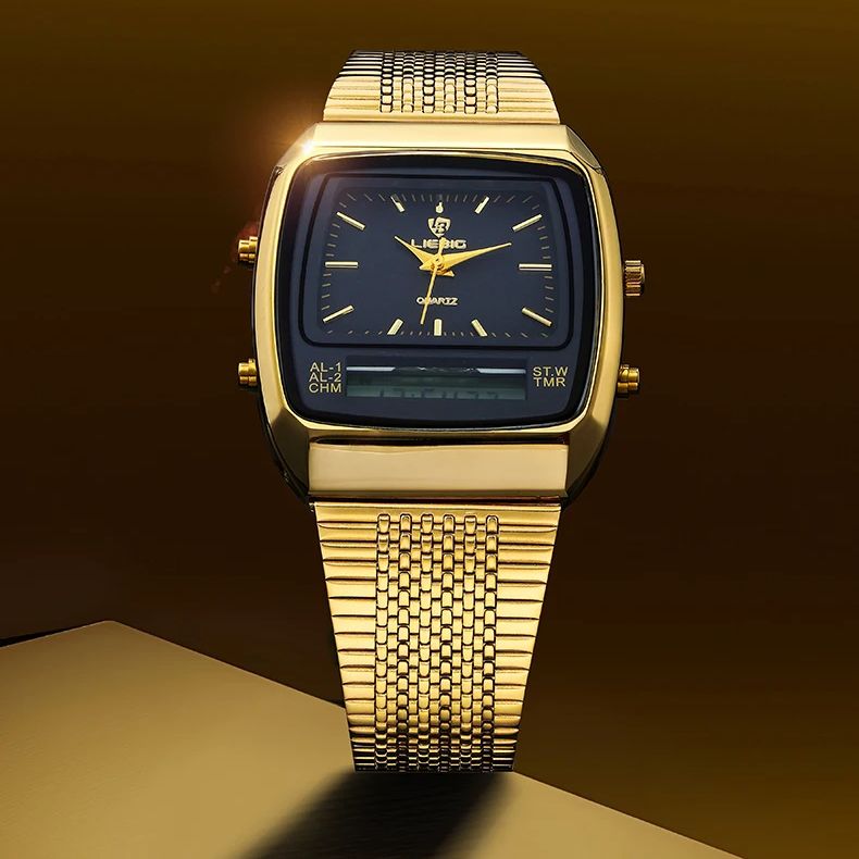Luxury Watch List - LIEBIG หรูหรานาฬิกาควอทซ์ดิจิตอลสำหรับผู้ชายแฟชั่นลำลองจอแสดงผลคู่เวลาสปอร์ตวีค 3 บาร์นาฬิกาข้อมือกันน้ำเรโลเยส