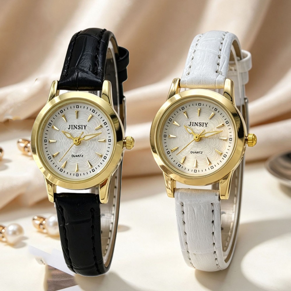 Luxury Watch With Leather Strap - นาฬิกาควอตซ์สายหนังแฟชั่น นาฬิกาหรูสำหรับผู้หญิง ของขวัญนาฬิกาข้อมือผู้หญิง แบรนด์นาฬิกาสีทอง ขายส่ง Relojes
