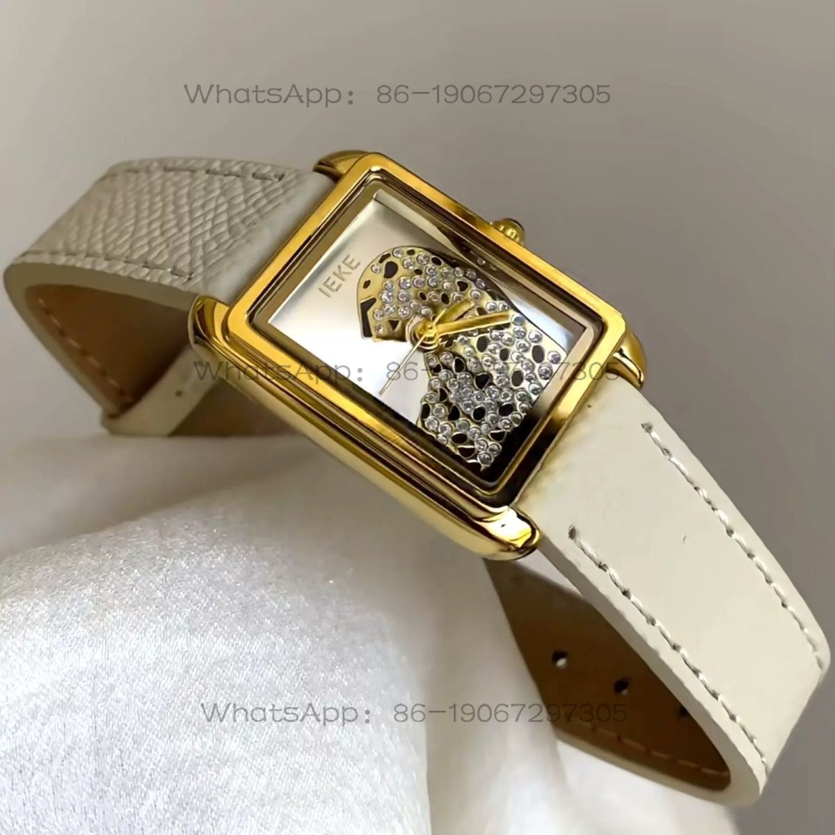 Luxury Watch Square - นาฬิกาข้อมือทรงสี่เหลี่ยมสไตล์มินิมอล Ieke ลายเสือดาว ดีไซน์หรูหรา สำหรับผู้หญิง สายนาฬิกาแฟชั่น