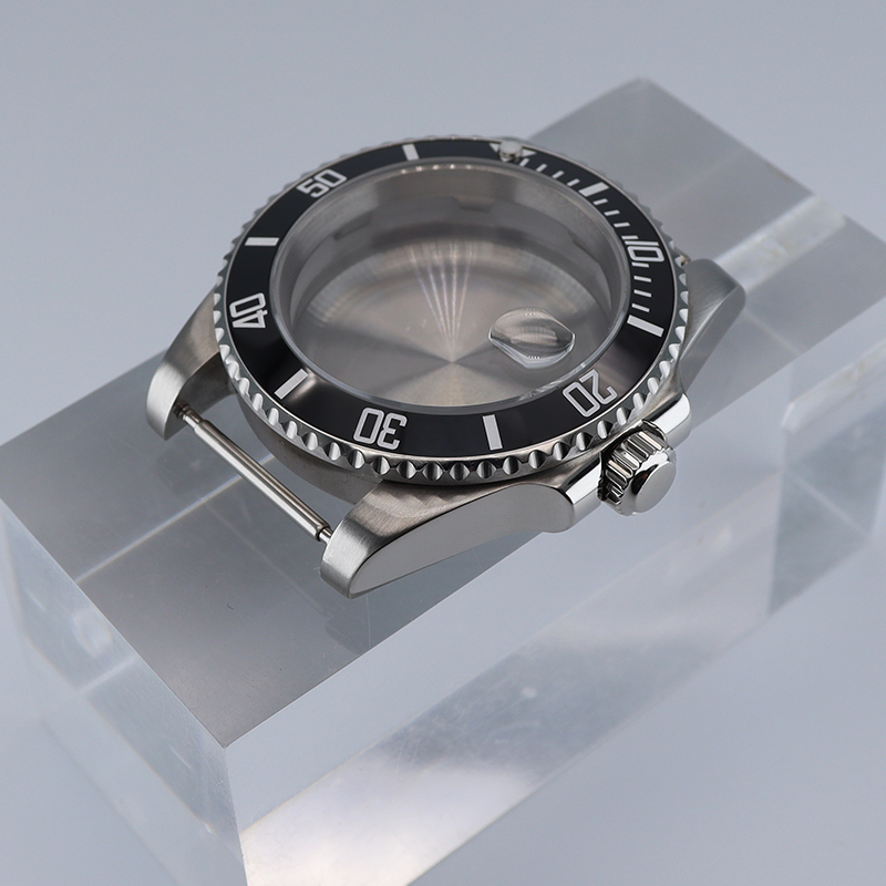 Exhibition Caseback - NH35 40 มม.SUB เซรามิคสีดําใส่นาฬิกา Sapphire สําหรับ