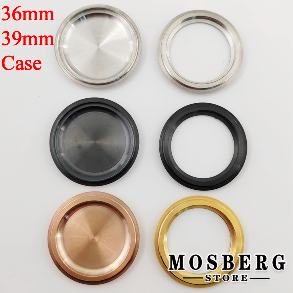 Exhibition Caseback - 36มม.39มม.ฝาครอบด้านล่างแท่งสแตนเลสสตีลแก้วฝาครอบด้านล่างทองคำสีกุหลาบ