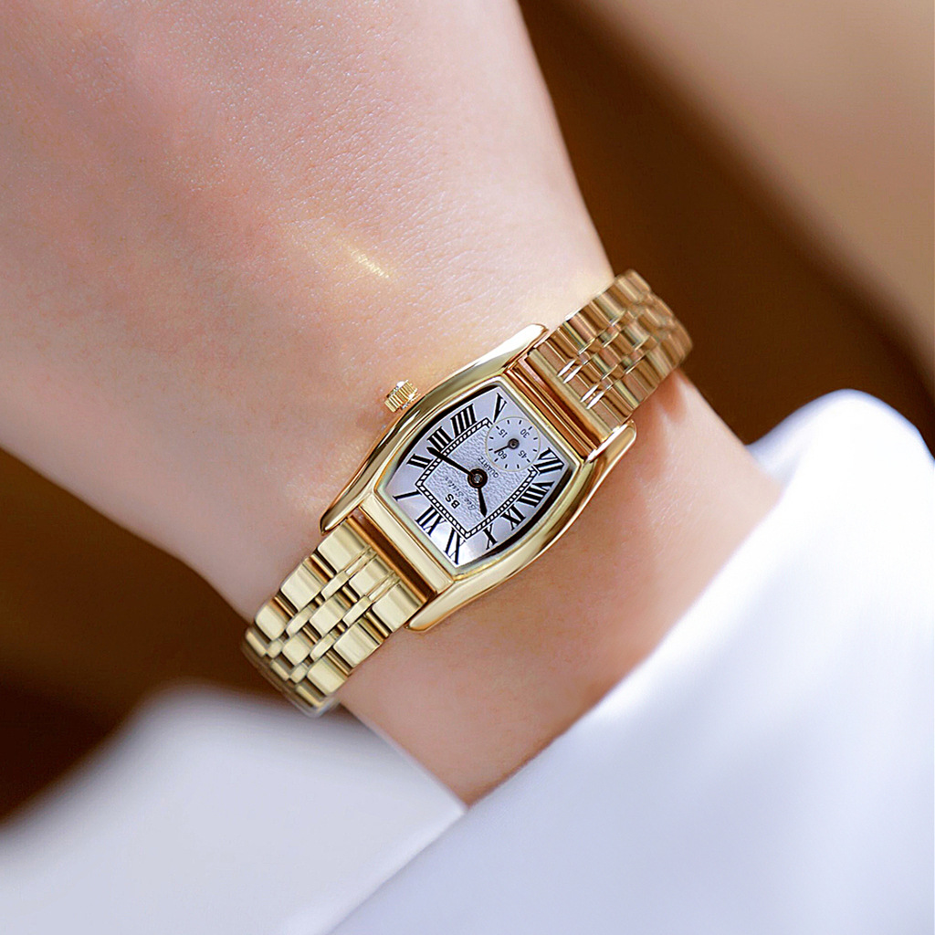 Luxury Watch With Leather Strap - BS นาฬิกาผู้หญิงอเนกประสงค์สไตล์ย้อนยุคแบรนด์หรูหนังสายเหล็กกันน้ำสุภาพสตรีแฟชั่นนาฬิกาควอตซ์นาฬิกาของขวัญ