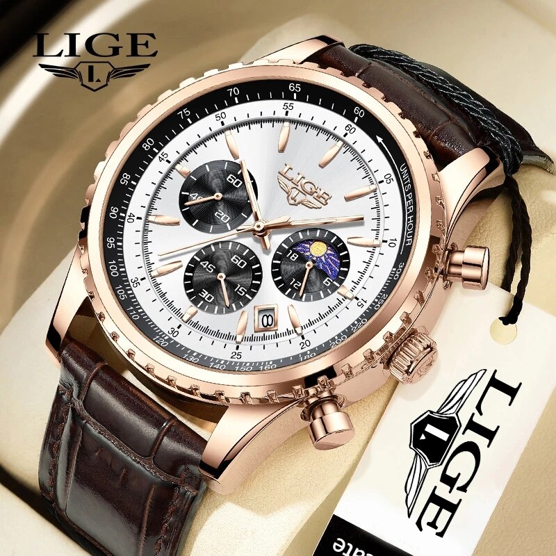 Luxury Watch Collection Box - นาฬิกาผู้ชายใหม่แบรนด์หรู Lige นาฬิกาข้อมือหนังนาฬิกาควอตซ์นาฬิกากีฬาผู้ชาย relogio masculino +