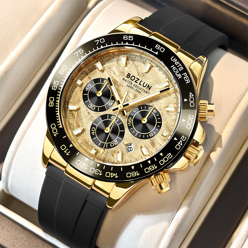 Luxury Watch List - BOZLUN โครโนกราฟควอตซ์นาฬิกาสำหรับผู้ชายผู้หญิงหรูหรานาฬิกาข้อมือแฟชั่นกันน้ำส่องสว่างนาฬิกาเรอโลจ ฮมเบอร์