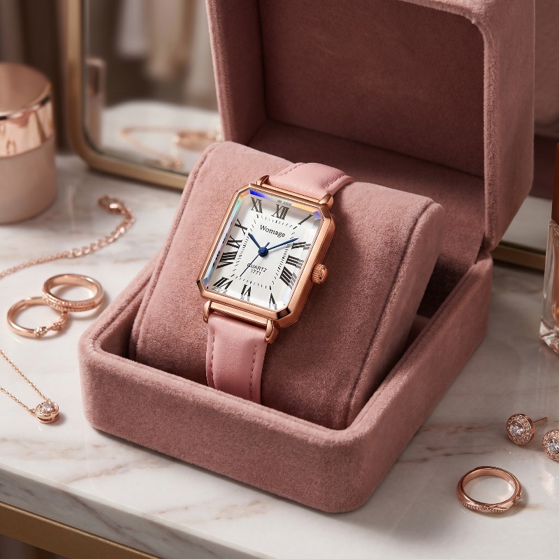Luxury Watch With Leather Strap - แฟชั่นนาฬิกาควอทซ์ทรงสี่เหลี่ยมสำหรับผู้หญิงแบรนด์หรูหน้าปัดโรมันสายหนังสุภาพสตรีนาฬิกาเรียบง่ายสง่างามนาฬิกาผู้หญิงของขวัญ