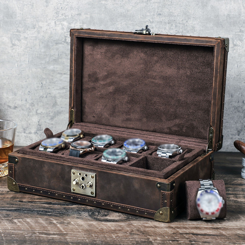 Luxury Watch Case - กล่องใส่เครื่องประดับหนังแท้ CONTACT'S FAMILY 8 ช่อง รุ่นวินเทจ