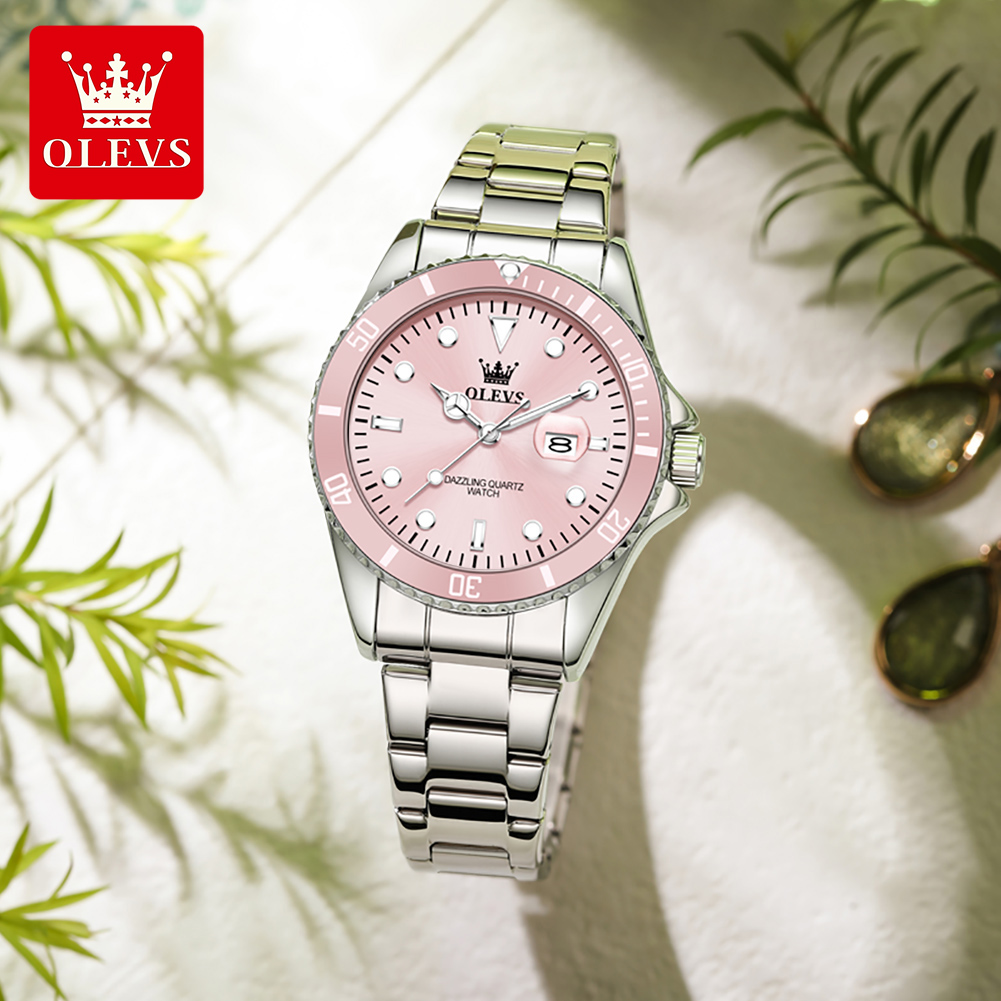 Luxury Watch For Sale - OLEVS หรูหราควอตซ์นาฬิกาผู้หญิงสายเหล็กกันน้ำส่องสว่างแบรนด์ชั้นนำนาฬิกาต้นฉบับสำหรับผู้หญิงนาฬิกาสุภาพสตรีที่สง่างาม