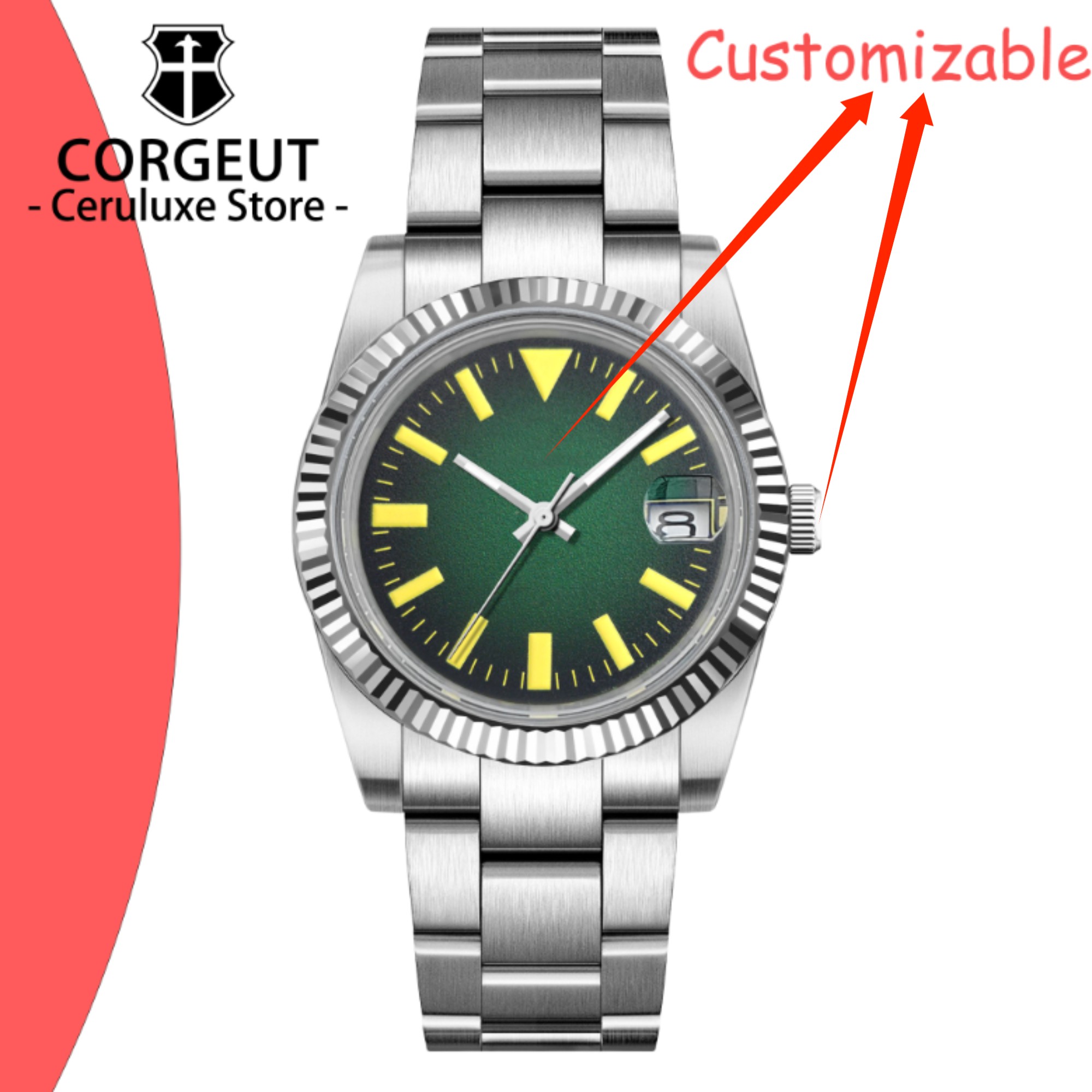 Luxury Watch Logo - โลโก้แบบกำหนดเอง 36/39 มม. นาฬิกาข้อมืออัตโนมัติ NH35 รุ่นใหม่สำหรับผู้ชาย