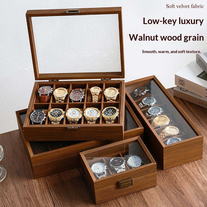 Luxury Watch Collection Box - กล่องเก็บนาฬิกาลายไม้แบล็ควอลนัท กล่องใส่นาฬิกา กล่องนาฬิกาไม้สุดหรู กล่องเก็บนาฬิกาสำหรับใช้ในบ้าน