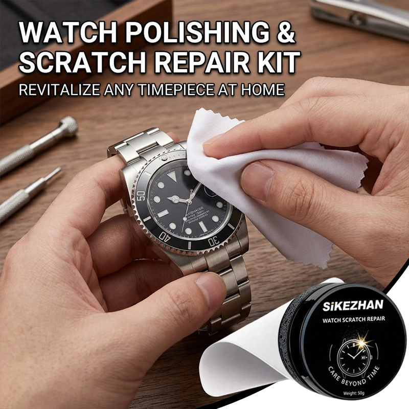 Luxury Watch Cleaning Kit - ครีมซ่อมแซมรอยขีดข่วนนาฬิกาแบบมืออาชีพสำหรับขัดสแตนเลสและฟื้นฟูความเงางามของกระจก พร้อมผ้าทำความสะอาด 50 กรัม SIKEZHAN