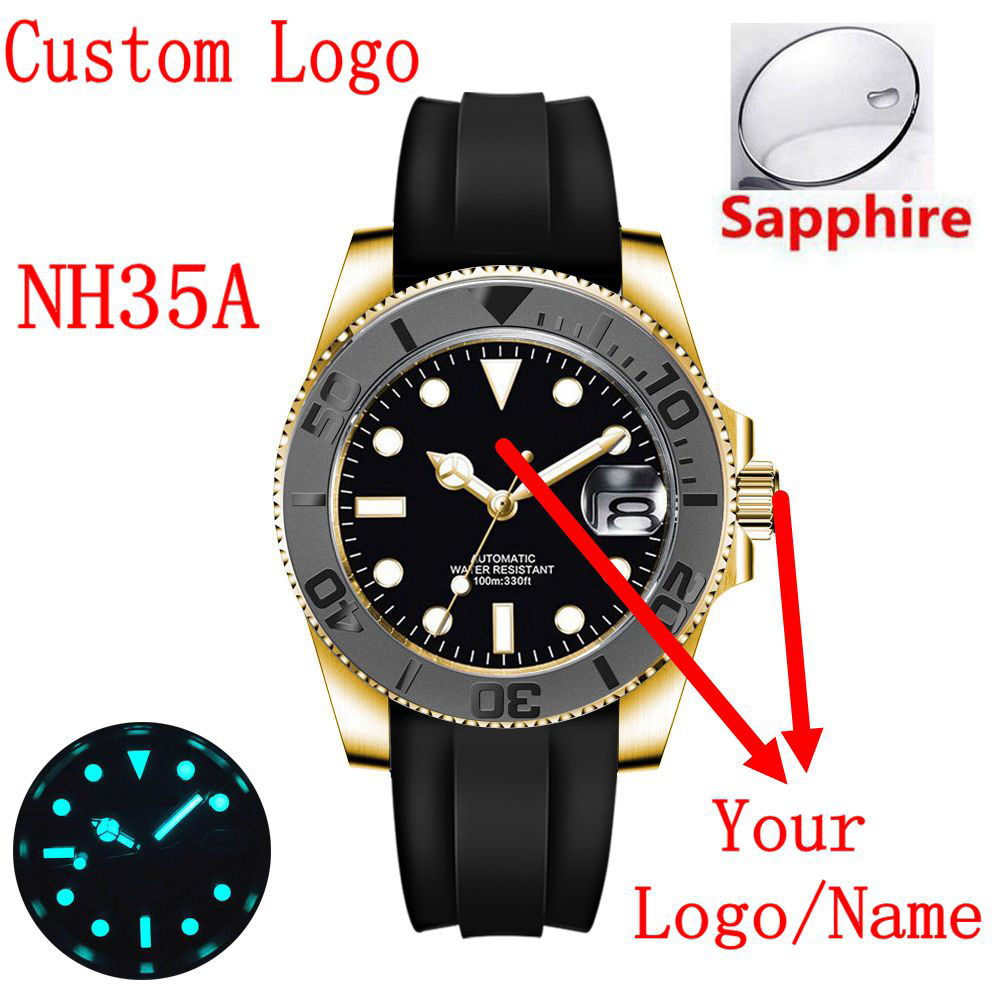 Luxury Watch Logo - นาฬิกาข้อมือผู้ชายแบบอัตโนมัติ ระบบกลไก NH35/ Miyota รุ่นหรู 40
