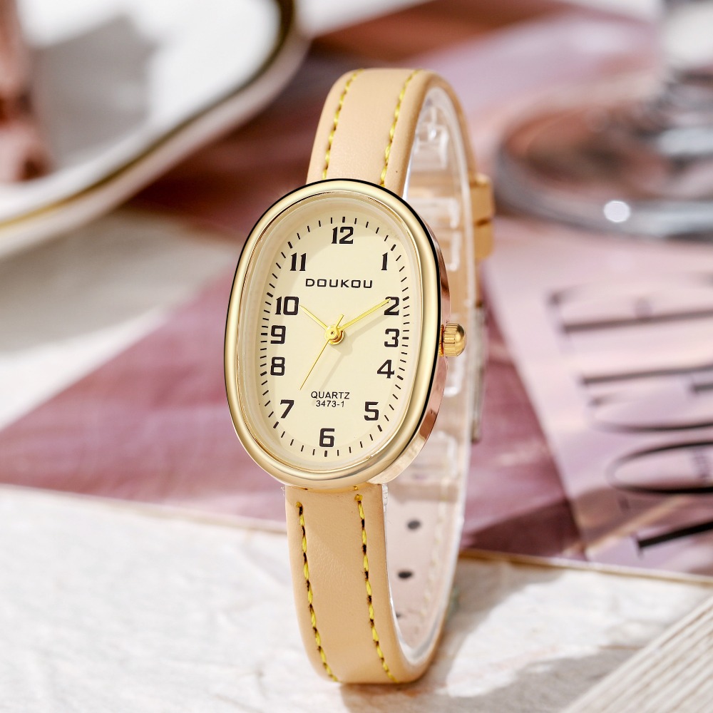 หรูหรารูปไข่ Dial นาฬิกาผู้หญิ - Luxury Watch With Leather Strap บทวิจารณ์และราคา