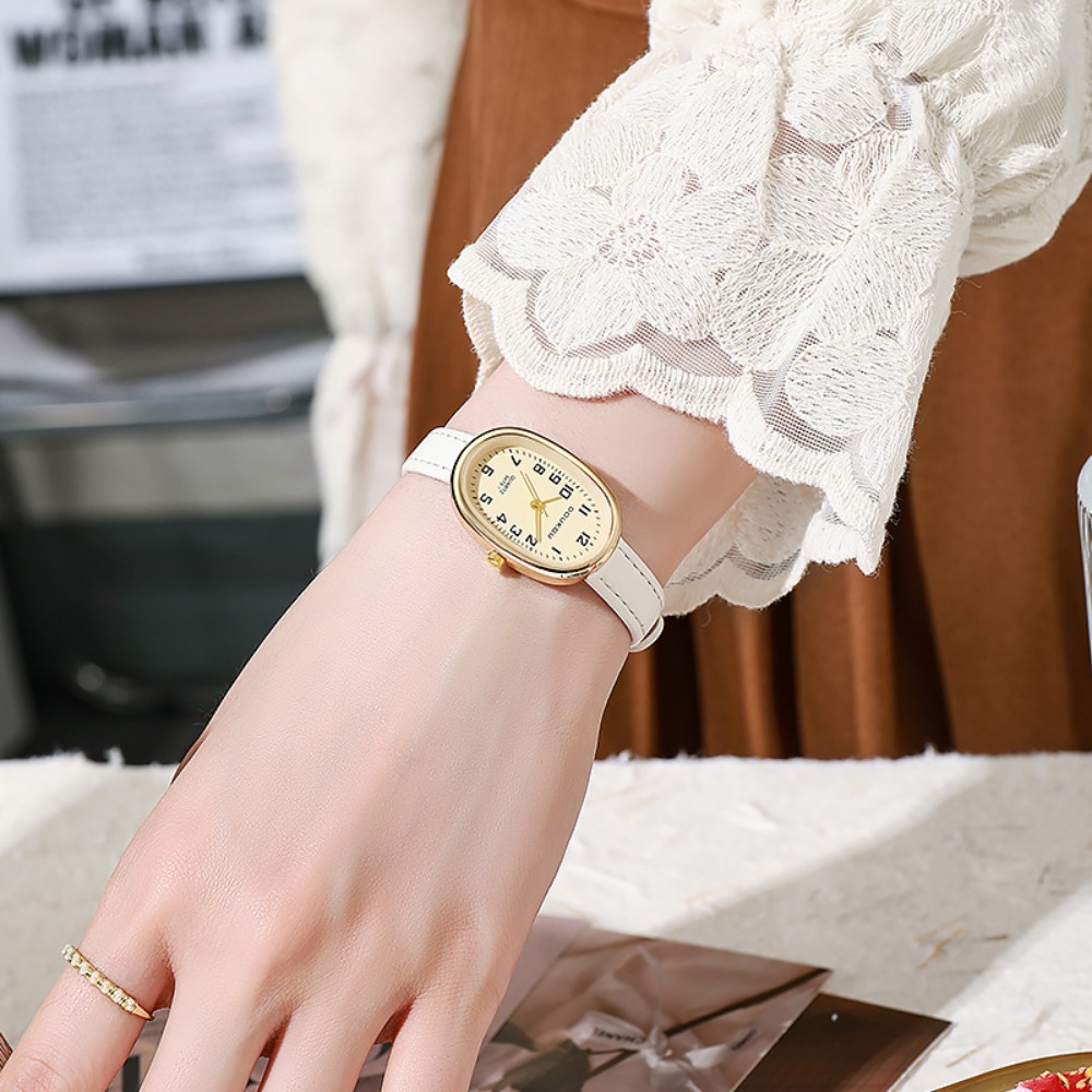 หรูหรารูปไข่ Dial นาฬิกาผู้หญิ - Luxury Watch With Leather Strap บทวิจารณ์และราคา