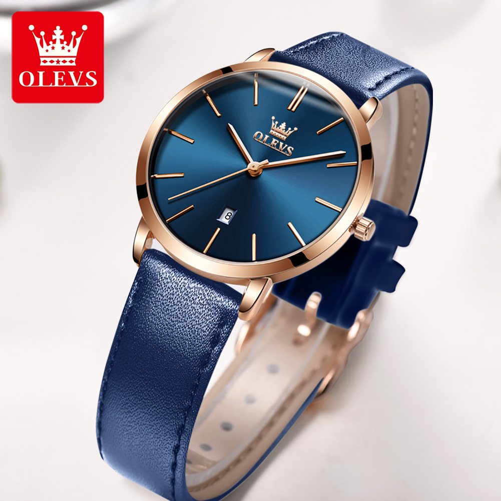 OLEVS นาฬิกาแฟชั่นบางเฉียบแบรน - Luxury Watch With Leather Strap บทวิจารณ์และราคา