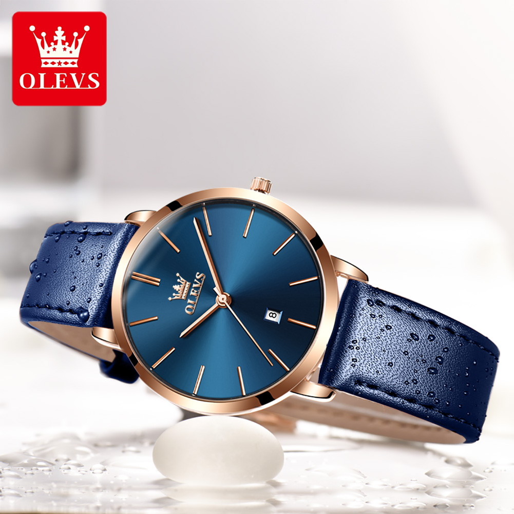 OLEVS นาฬิกาแฟชั่นบางเฉียบแบรน - Luxury Watch With Leather Strap บทวิจารณ์และราคา