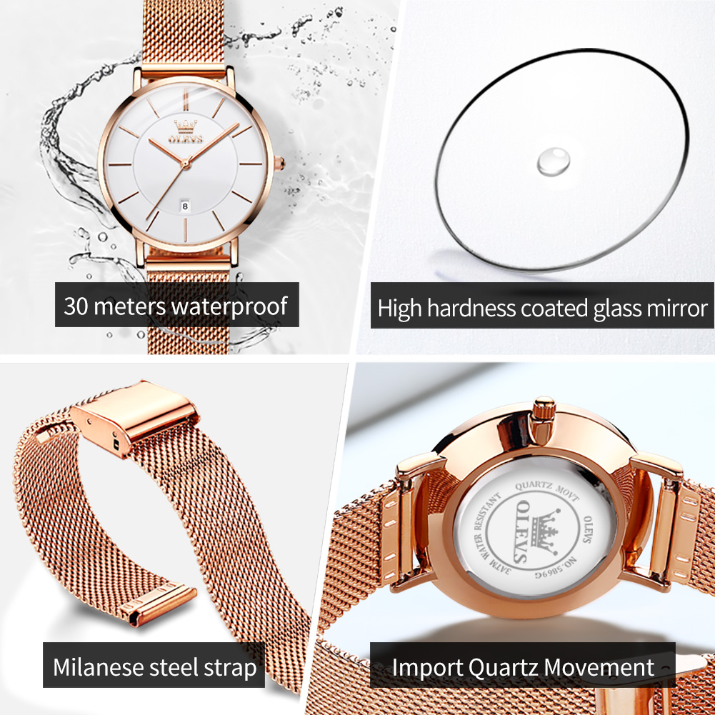 OLEVS นาฬิกาผู้หญิง 5869 Elega - Luxury Watch Logo บทวิจารณ์และราคา