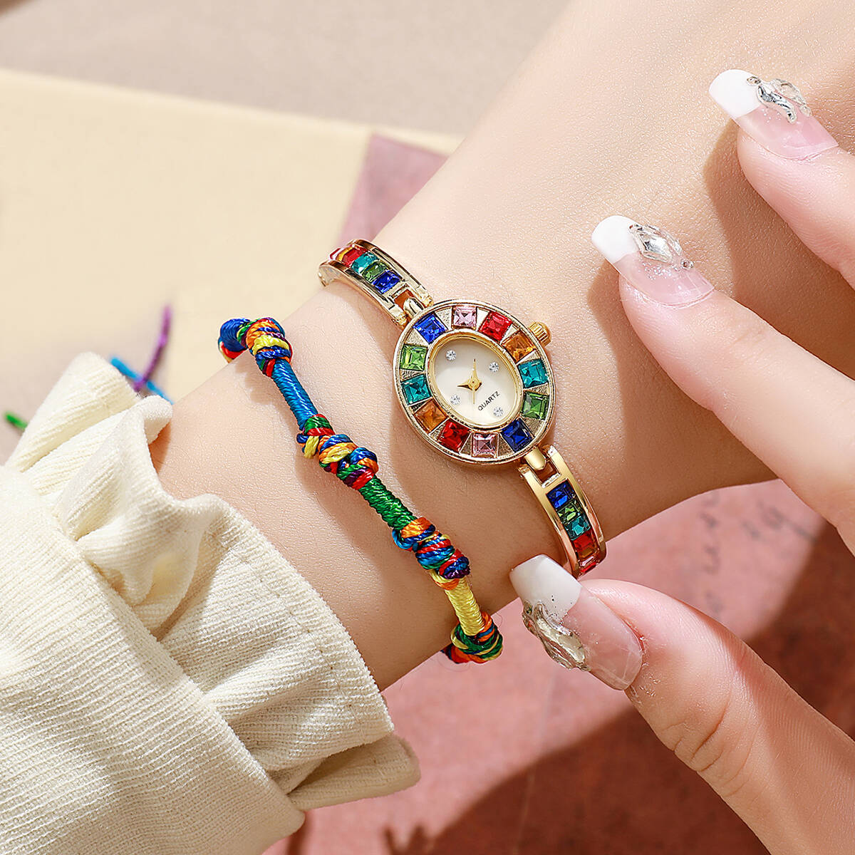 2 ชิ้น/เซ็ตหรูหราไรน์สโตนนาฬิก - Luxury Watch Case บทวิจารณ์และราคา