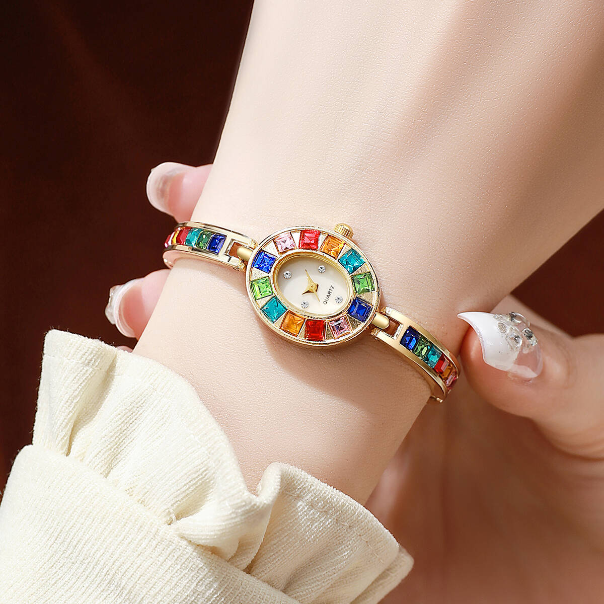 2 ชิ้น/เซ็ตหรูหราไรน์สโตนนาฬิก - Luxury Watch Case บทวิจารณ์และราคา