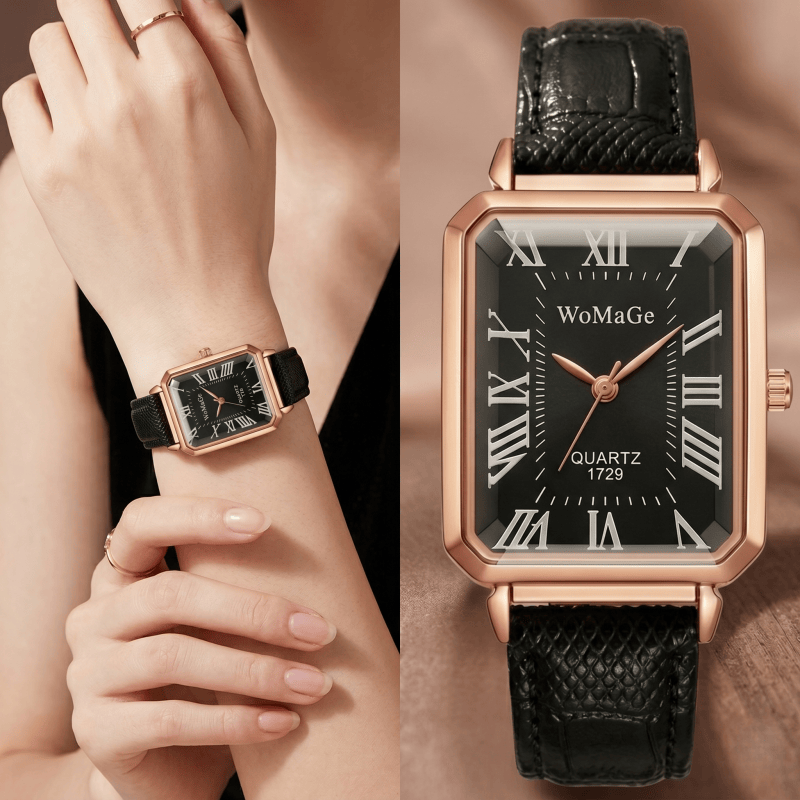 แฟชั่นนาฬิกาควอทซ์ทรงสี่เหลี่ย - Luxury Watch With Leather Strap บทวิจารณ์และราคา