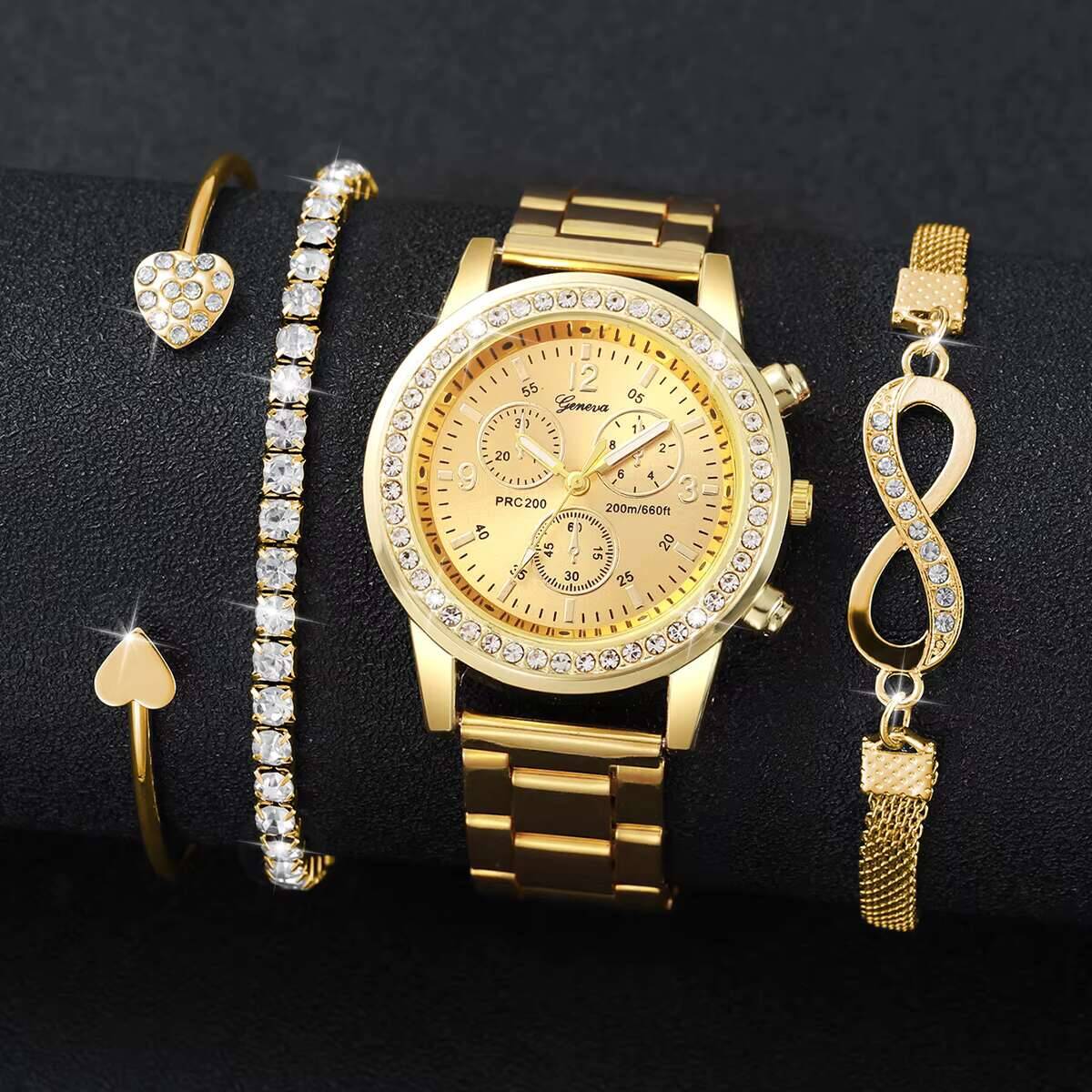 4 ชิ้น/เซ็ตหรูหราไรน์สโตนนาฬิก - Luxury Watch Case บทวิจารณ์และราคา