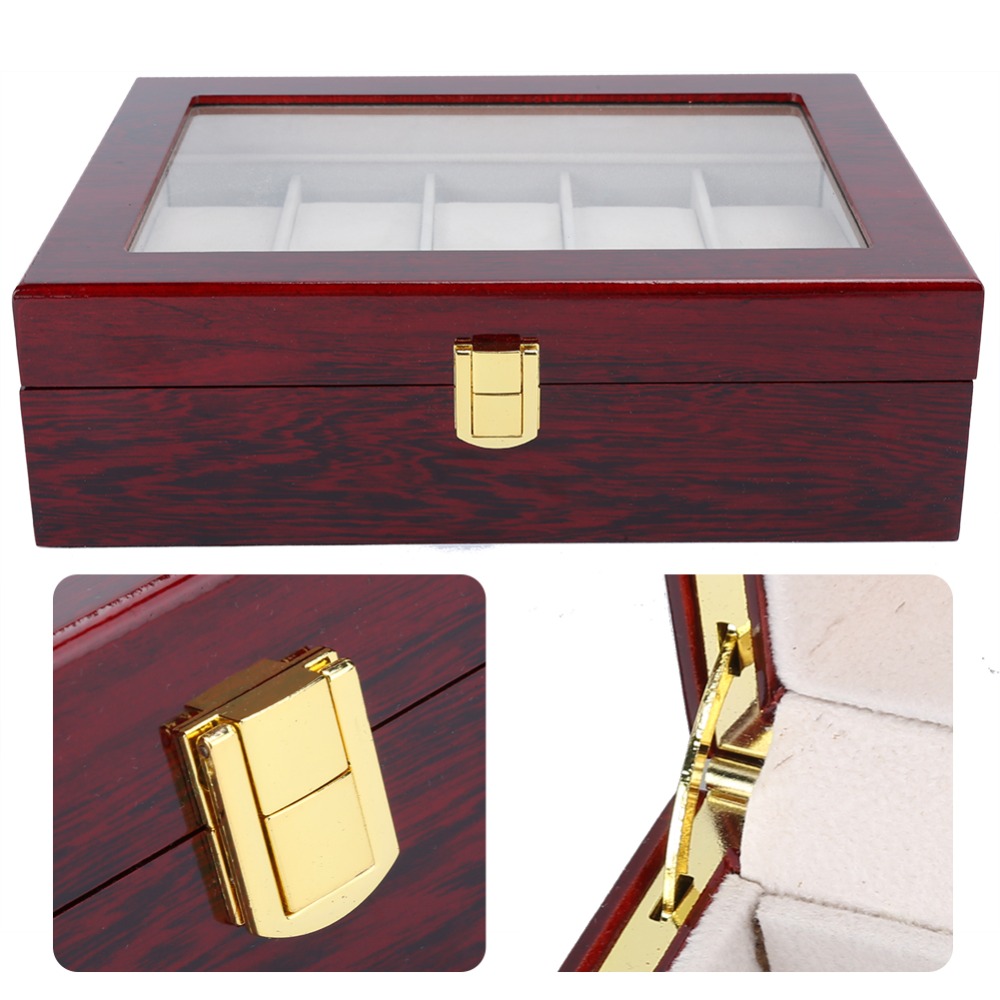 กล่องนาฬิกาไม้กันฝุ่น 10 ช่อง  - Luxury Watch Collection Box บทวิจารณ์และราคา