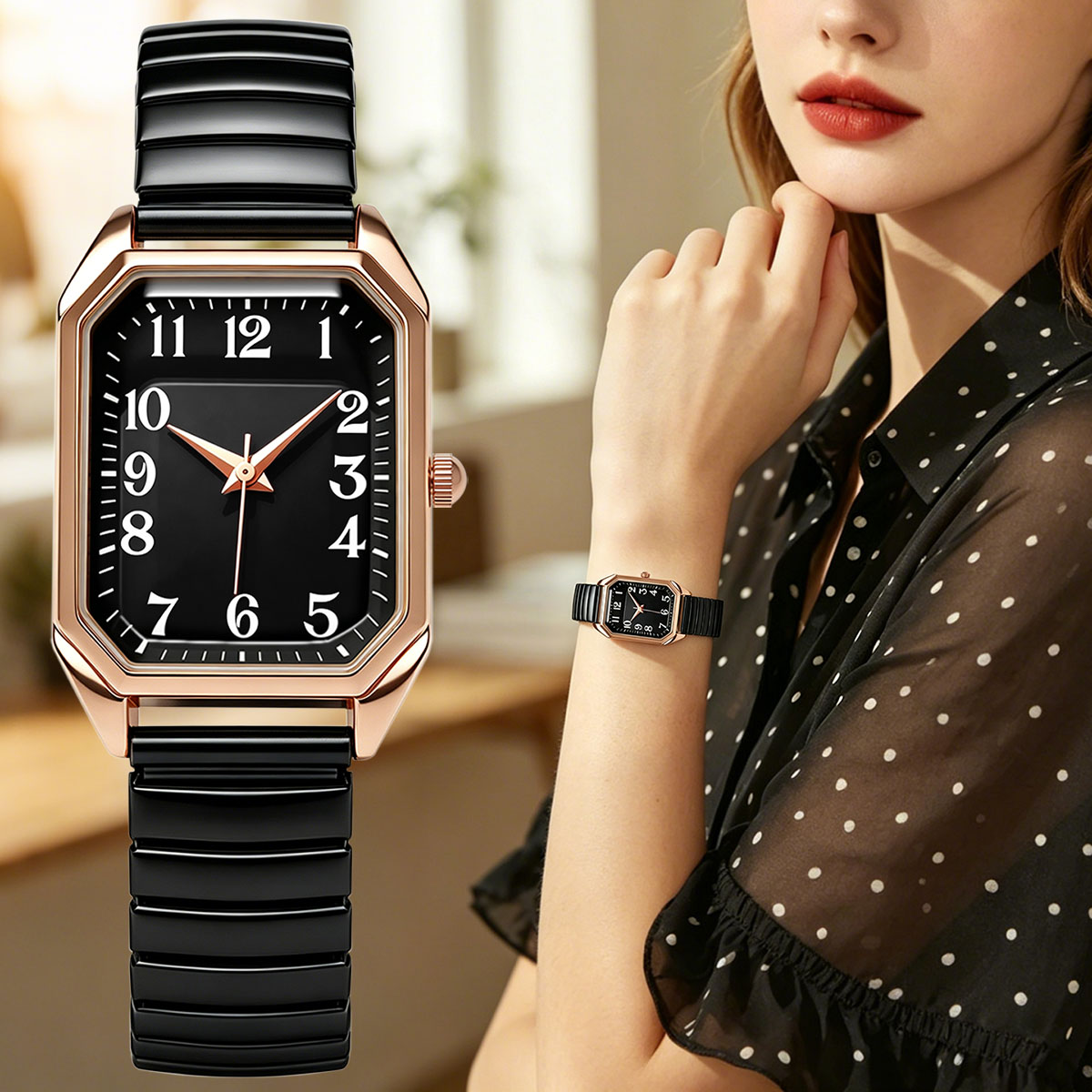 นาฬิกาข้อมือควอตซ์ทรงสี่เหลี่ย - Luxury Watch For Sale บทวิจารณ์และราคา