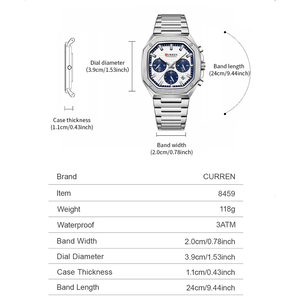 CURREN นาฬิกาโครโนสแควร์สุดหรู - Luxury Watch Square บทวิจารณ์และราคา